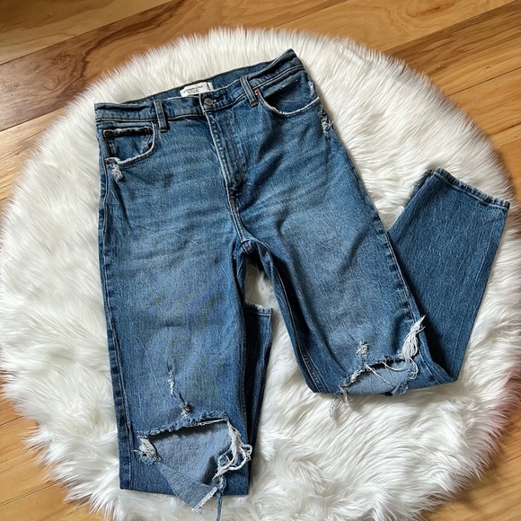 Abercrombie & Fitch Denim - Abercrombie & Fitch The 90’s Straight Ultra High Rise Distressed Jeans Size 30